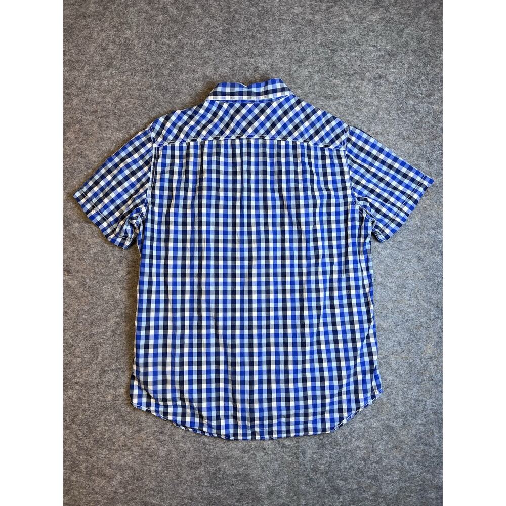 American Eagle Outfitters Men's L Button-Up Shirt Blue Check Pearl Snap Pockets - Picture 2 of 7